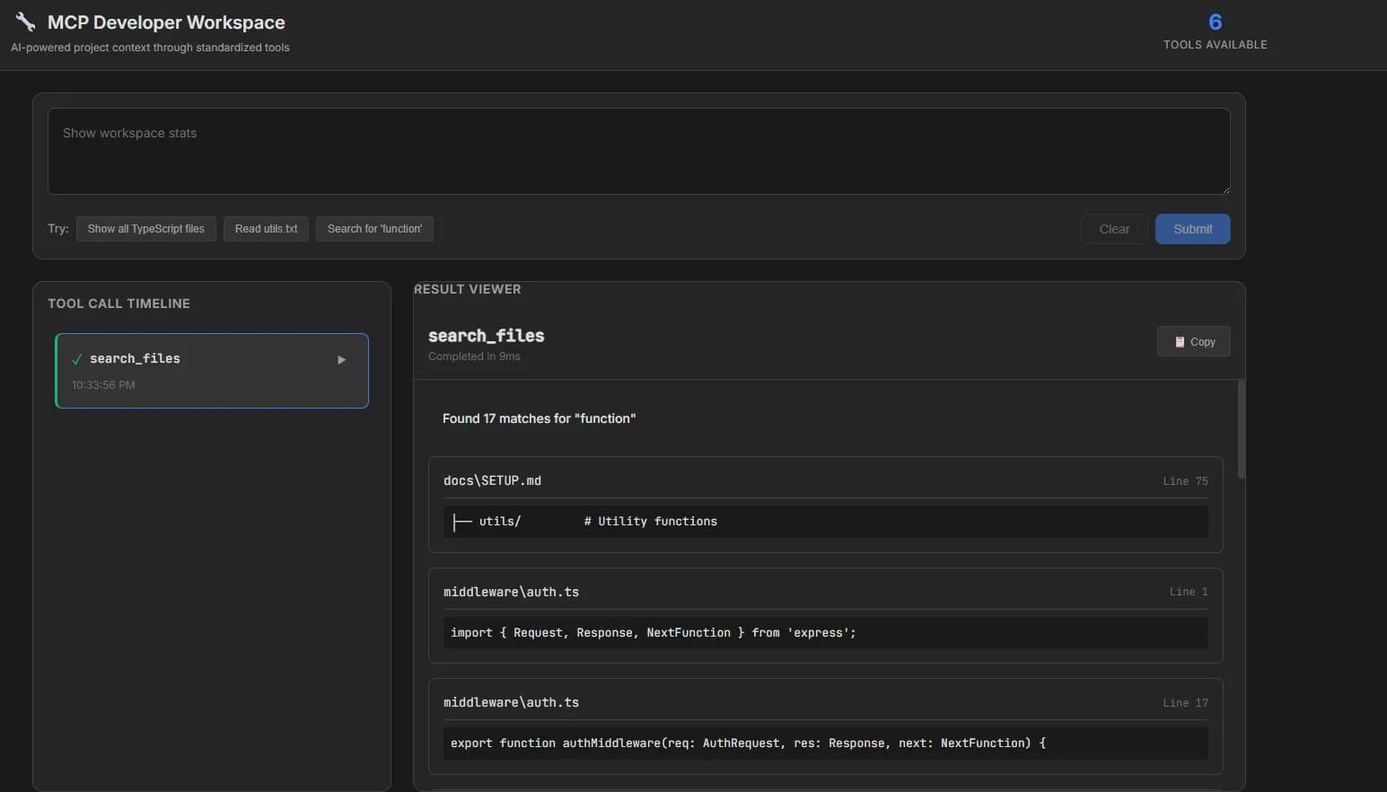 Screenshot of MCP Developer Playground