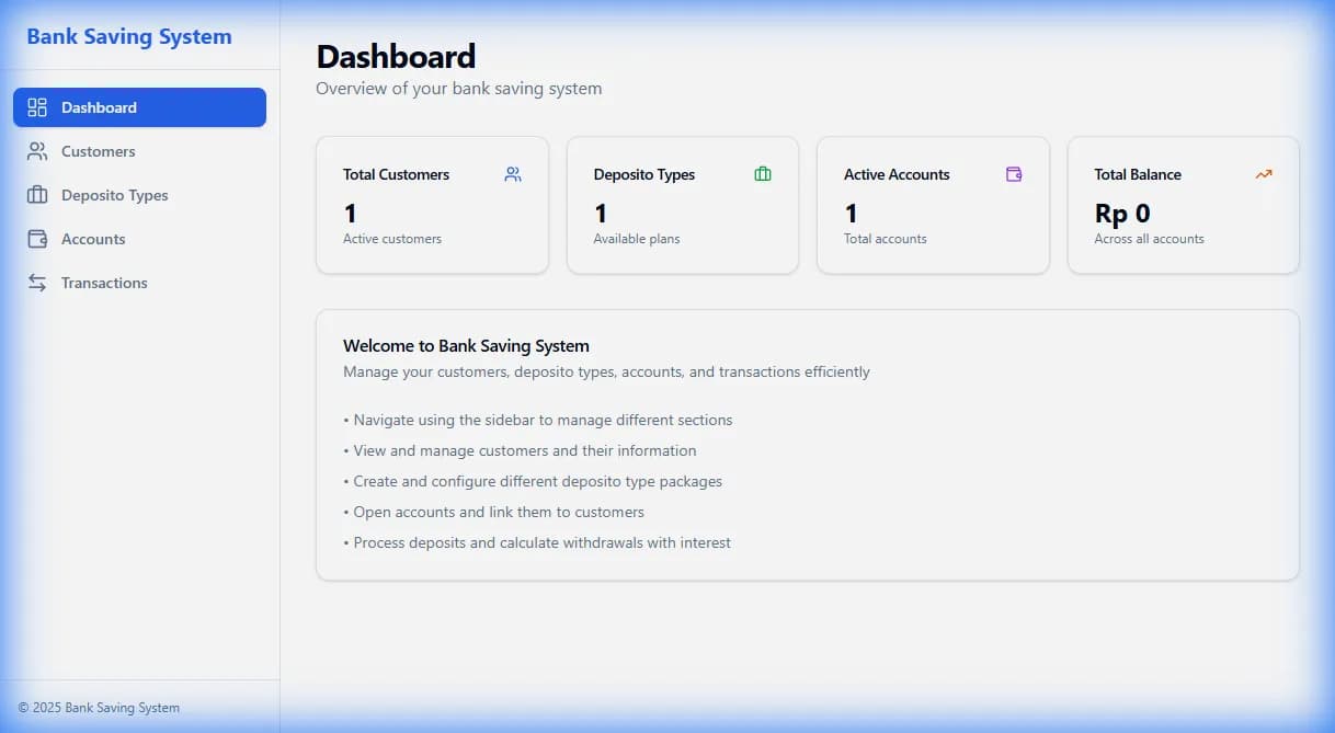 Screenshot of Bank Saving System