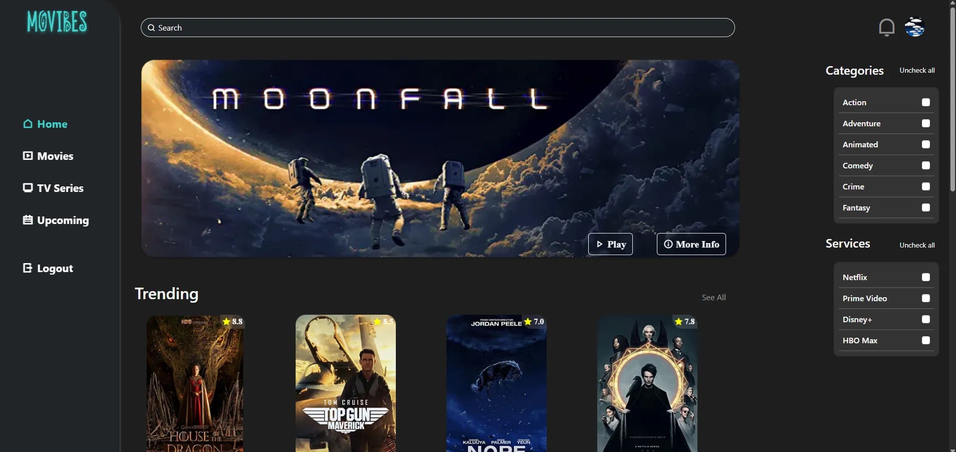 Screenshot of Blue Nirvana - Movibes Streaming Platform